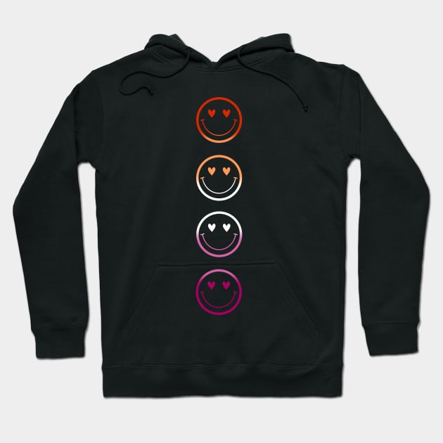 Lesbian Pride Flag Smileys Hoodie by amyisom17@gmail.com